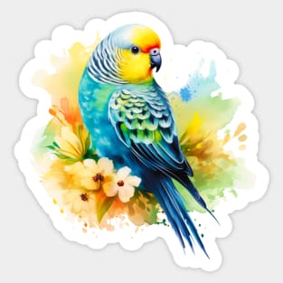 Watercolor Green Parakeet Sticker